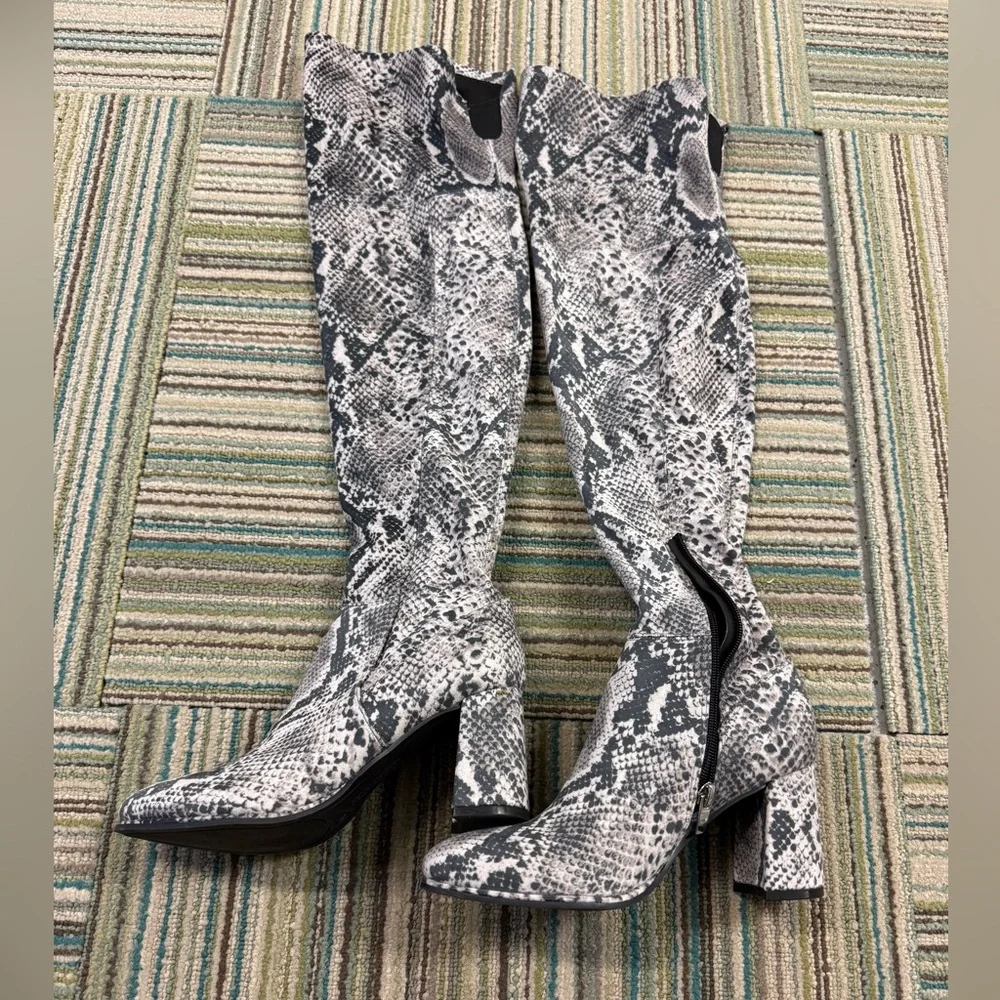 Marc Fisher Darton Over The Knee Boots Snakeskin | OTK Block Heel | Size 7